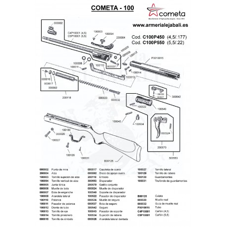 DESPIECE CARABINA COMETA 100