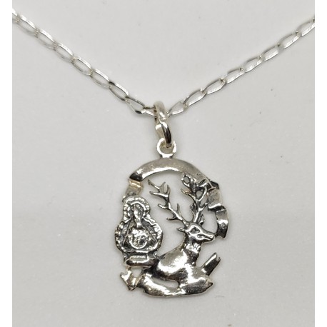 COLGANTE CIERVO CON VIRGEN PLATA