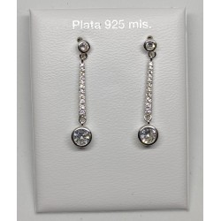 PENDIENTES DE PLATA LARGOS CON CIRCONITAS