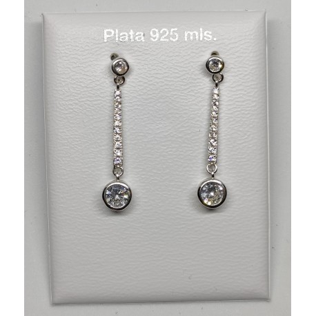 PENDIENTES DE PLATA LARGOS CON CIRCONITAS