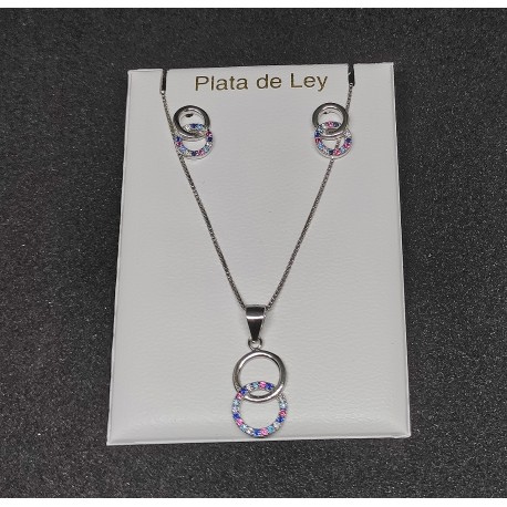 JUEGO PENDIENTES COLLAR DE AROS 02 EN RODIO