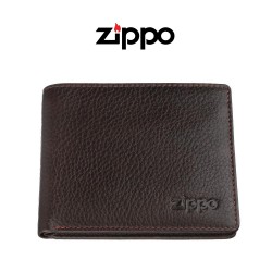 CARTERA ZIPPO PARA 6 TARJETAS CUERO MARRON